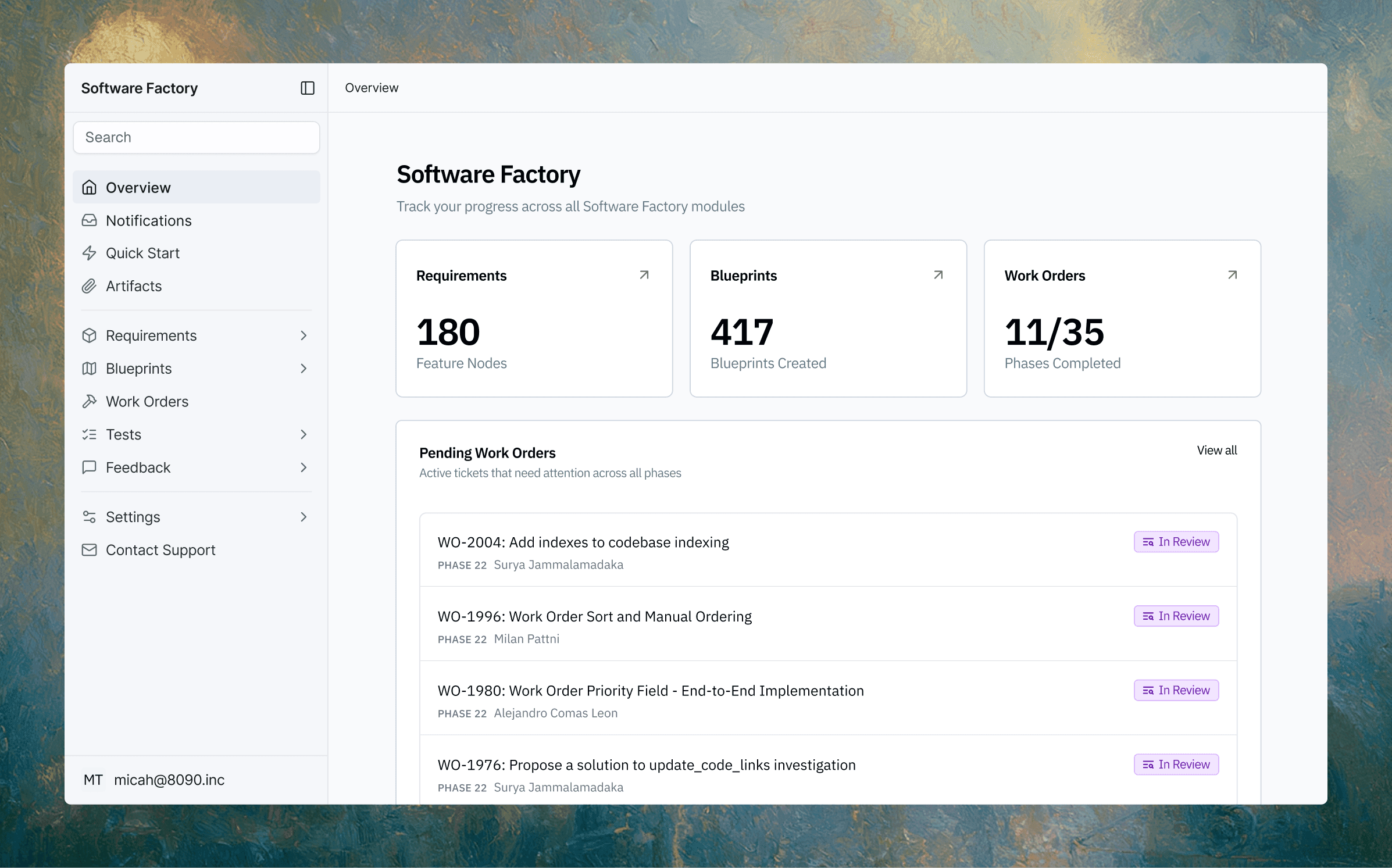 Software Factory platform screenshot